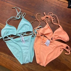 Forever 21 pastel Peach and Mint Green bikinis